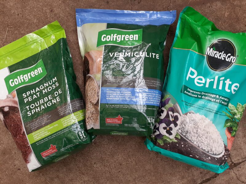 Perlite, Vermiculite and Peat moss